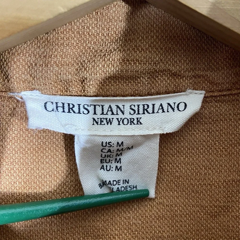 Christian Siriano NY Linen Blend Jacket Snap Closure Orange Women's M Minimal - Picture 2 of 6